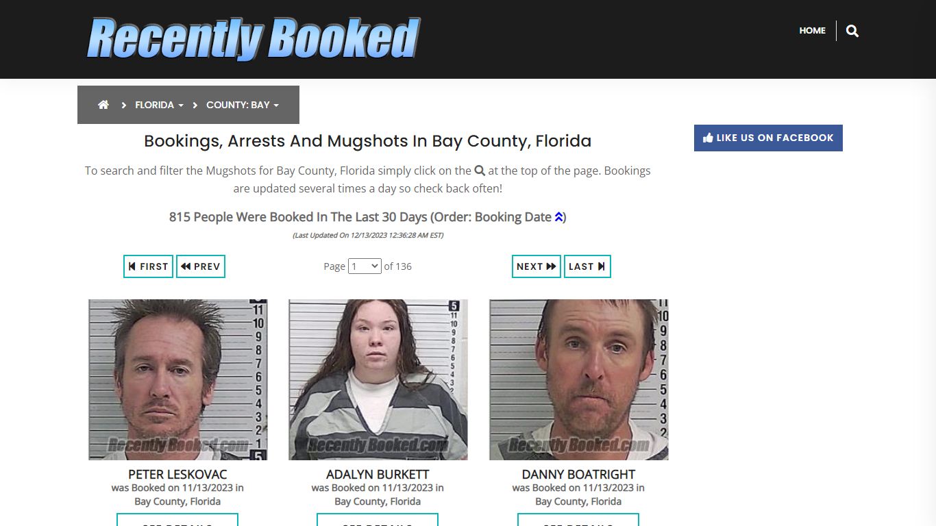 Recent bookings, Arrests, Mugshots in Bay County, Florida - Recently Booked